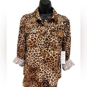 Cheetah Print Button-Up Shirt - Brown & Black Animal Print ⭐️NWT⭐️